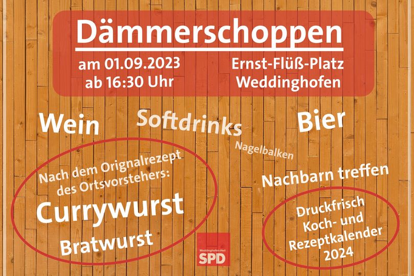 Dämmerschoppen in Weddinghofen am 1.9.23 ab 16.30 Uhr